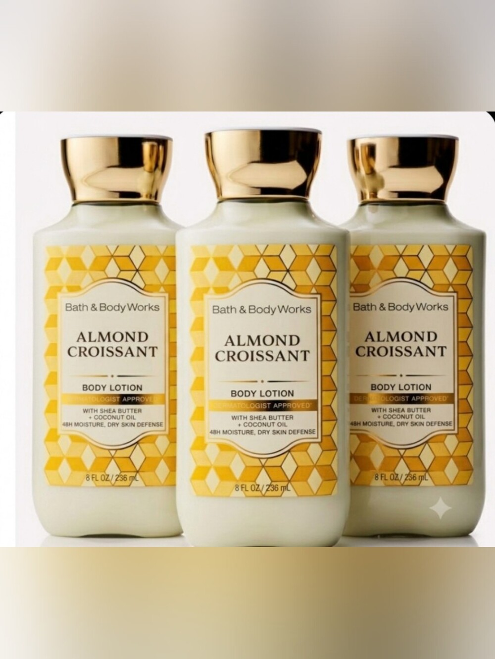Bath & Body Works Almond Croissant Body Lotion — Cream & Gold